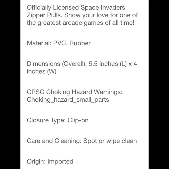 Space Invaders rubber zipper pulls / bag charms - Picture 3 of 4